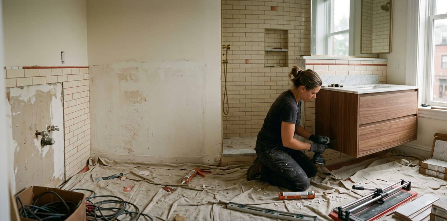 A bathroom remodeling job in Boston