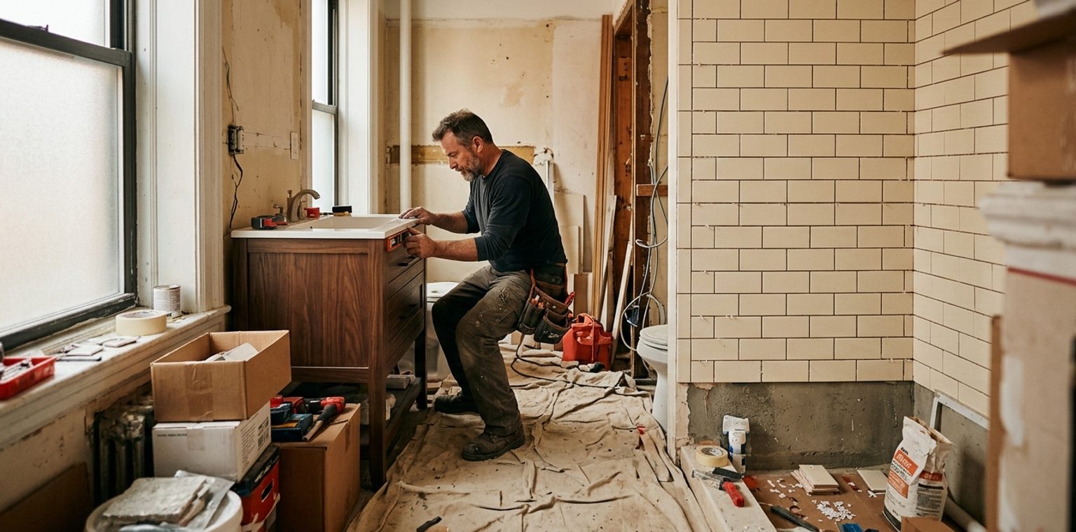 A bathroom remodeling job in New York