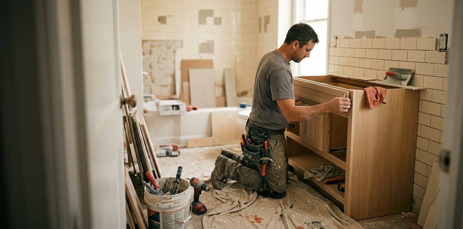 A bathroom remodeling job in Richmond