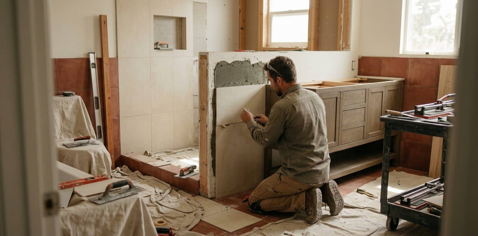 A bathroom remodeling job in San Diego