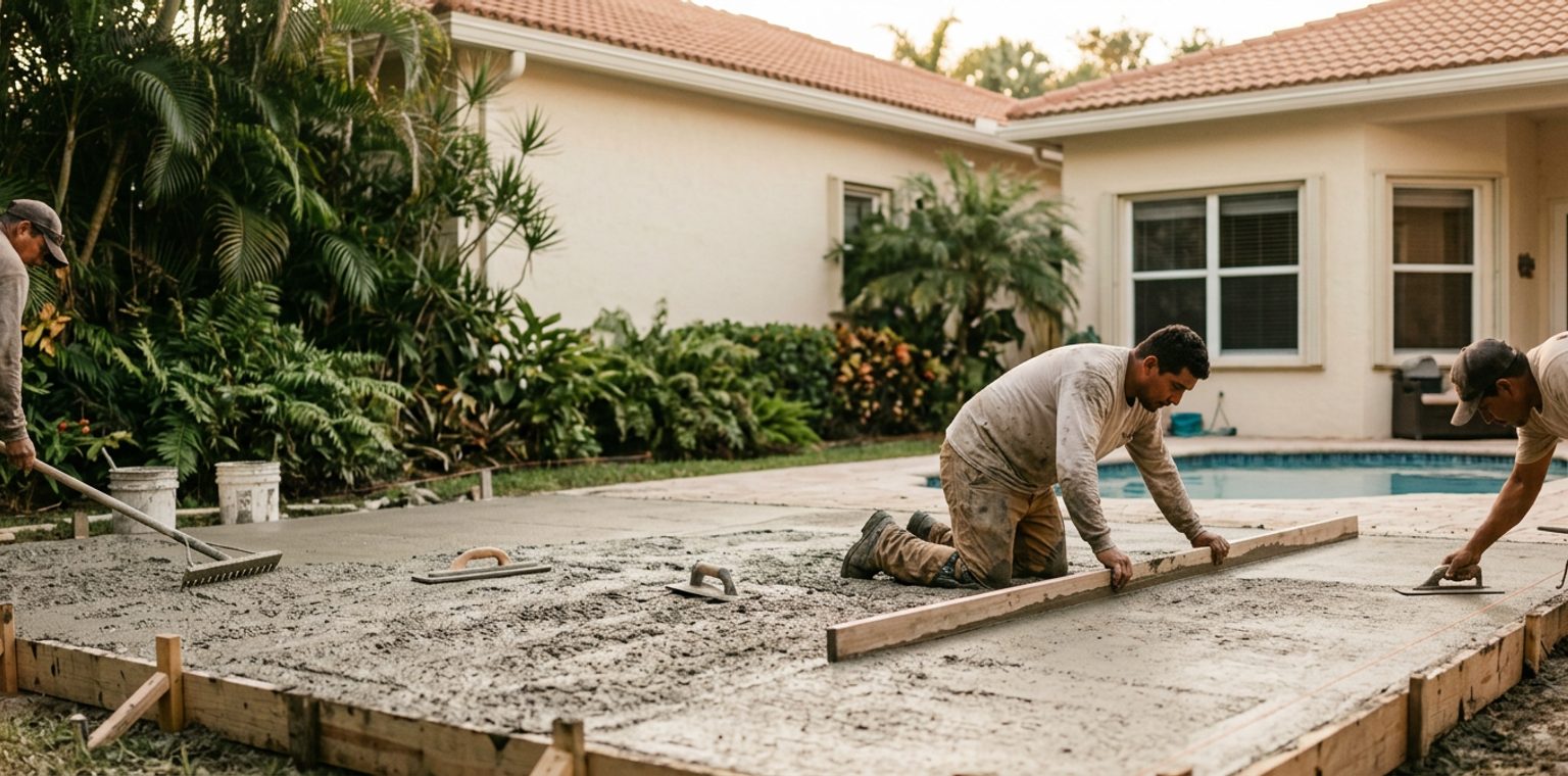 A outdoor living & hardscapes job in Miami