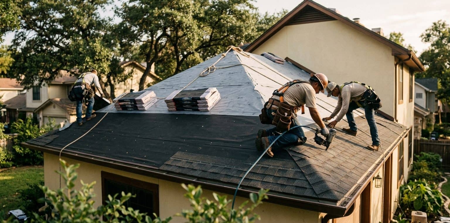 A roofing job in Austin