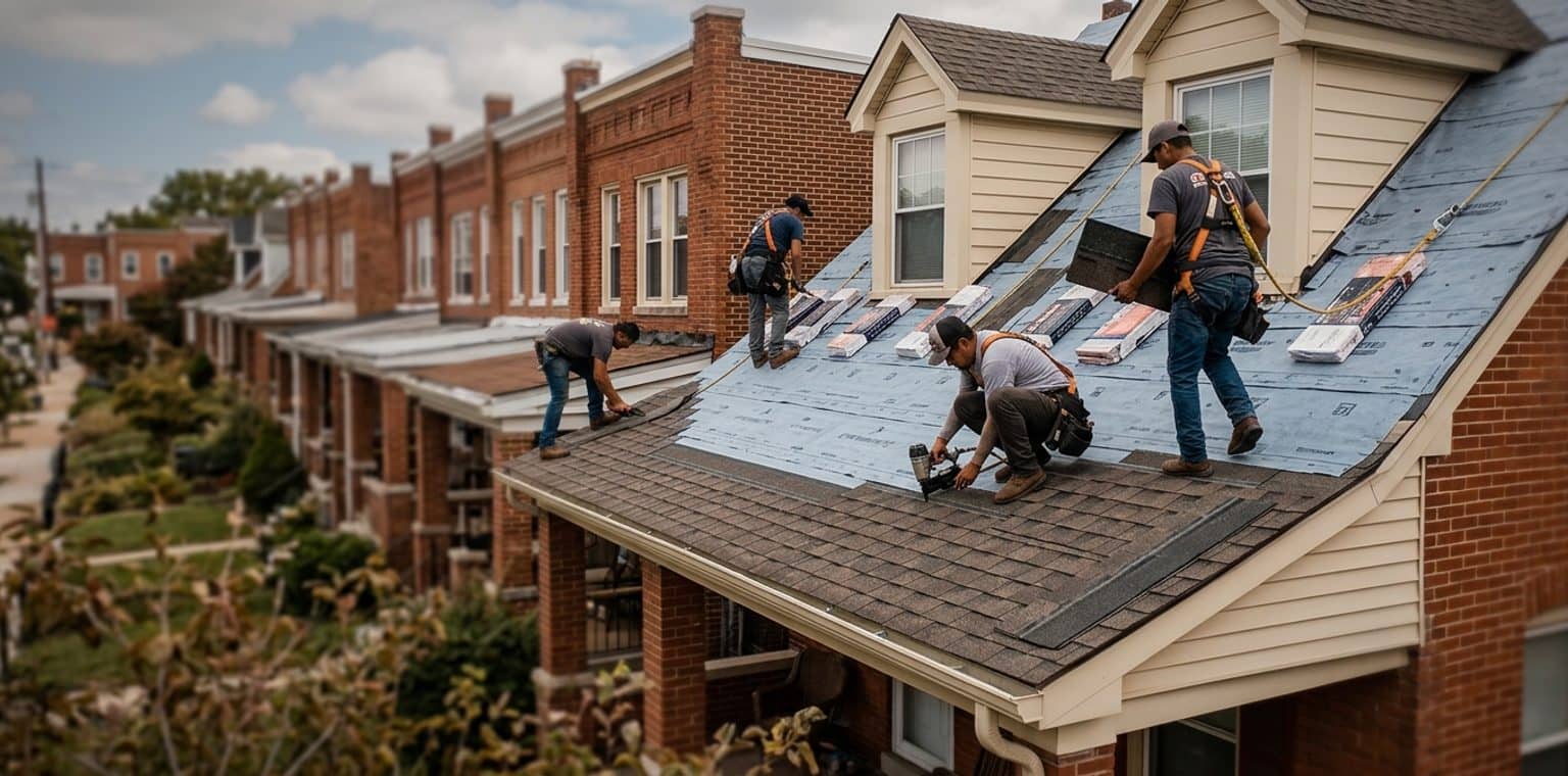 A roofing job in Baltimore