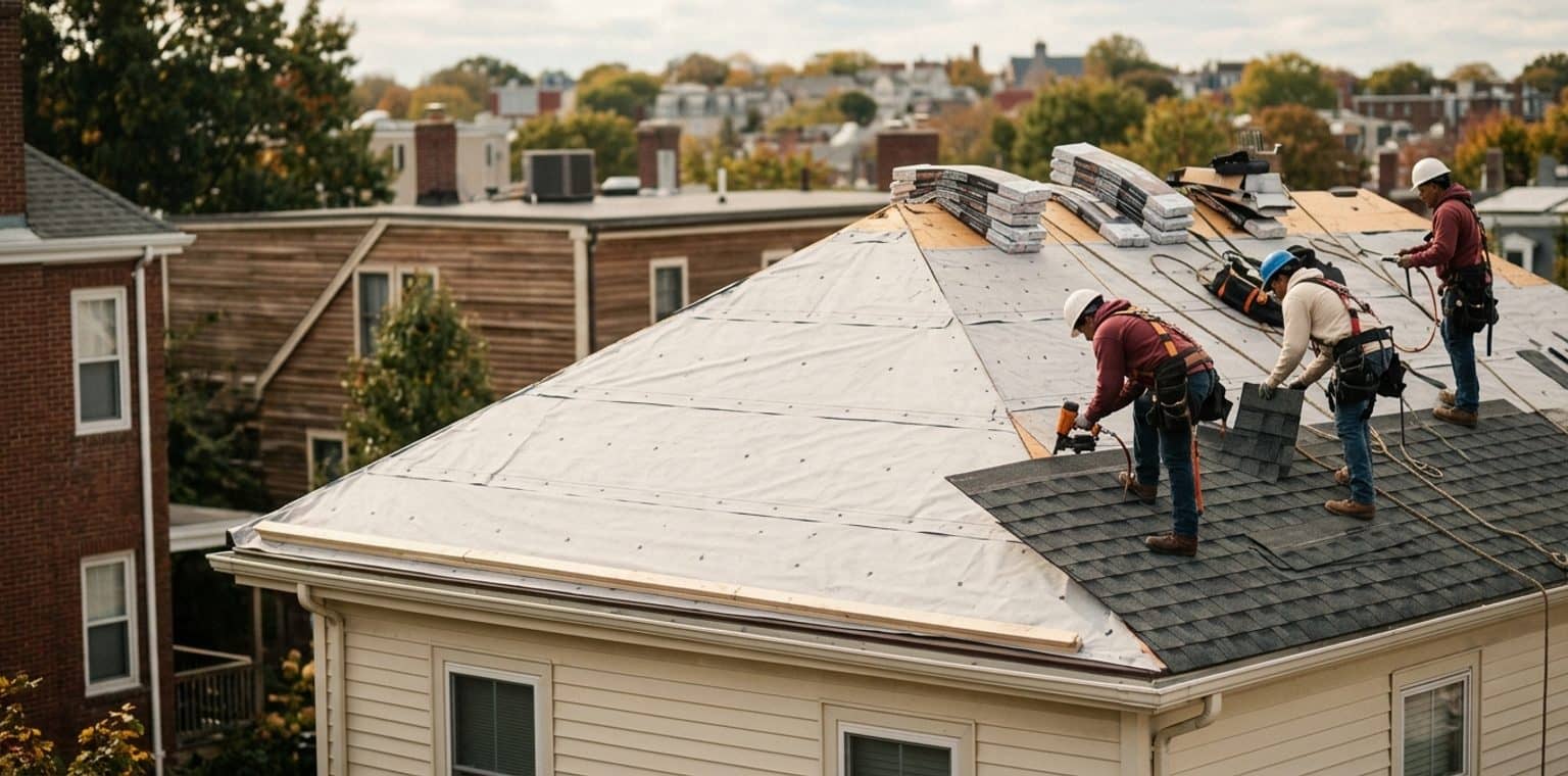 A roofing job in Boston