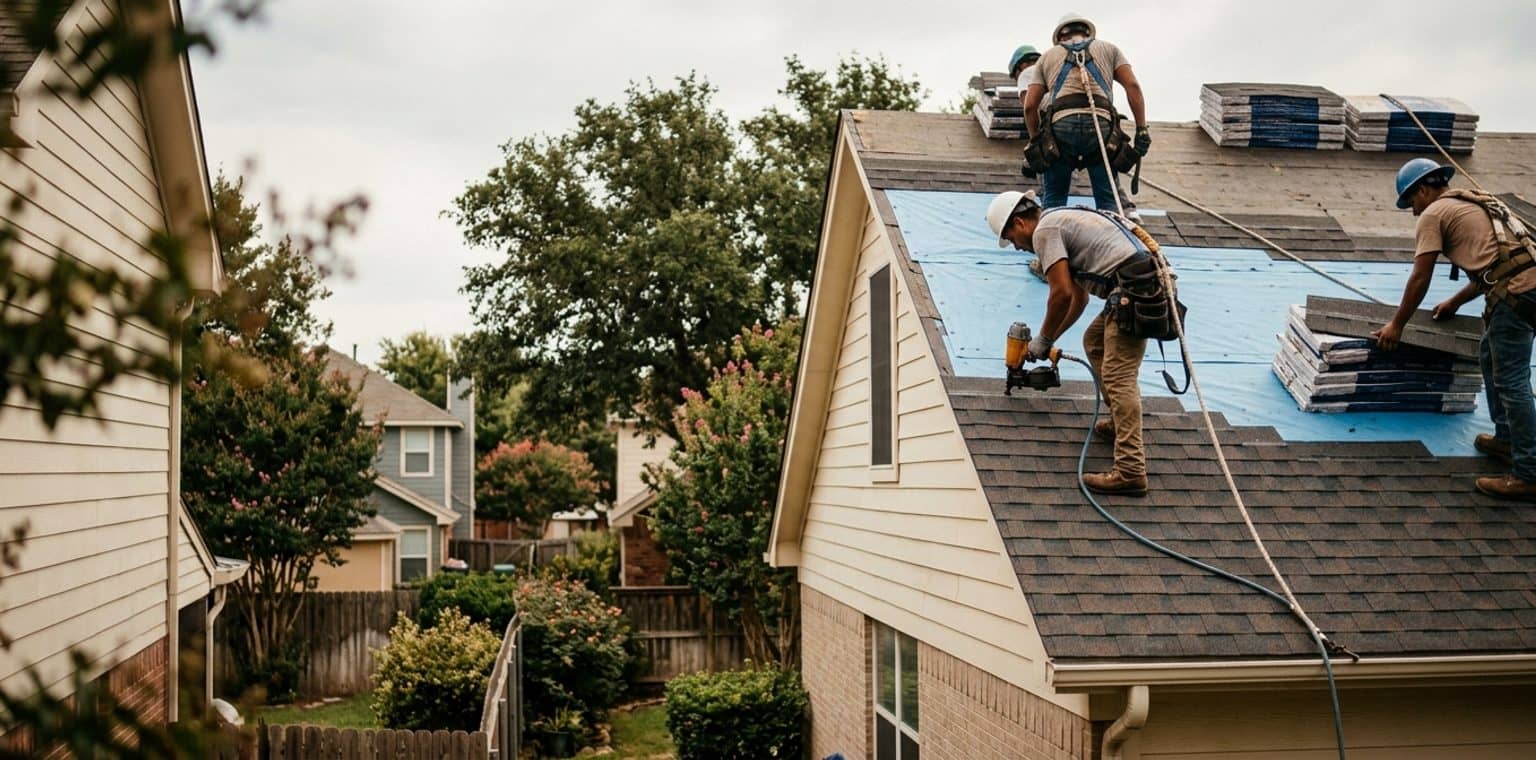 A roofing job in Dallas