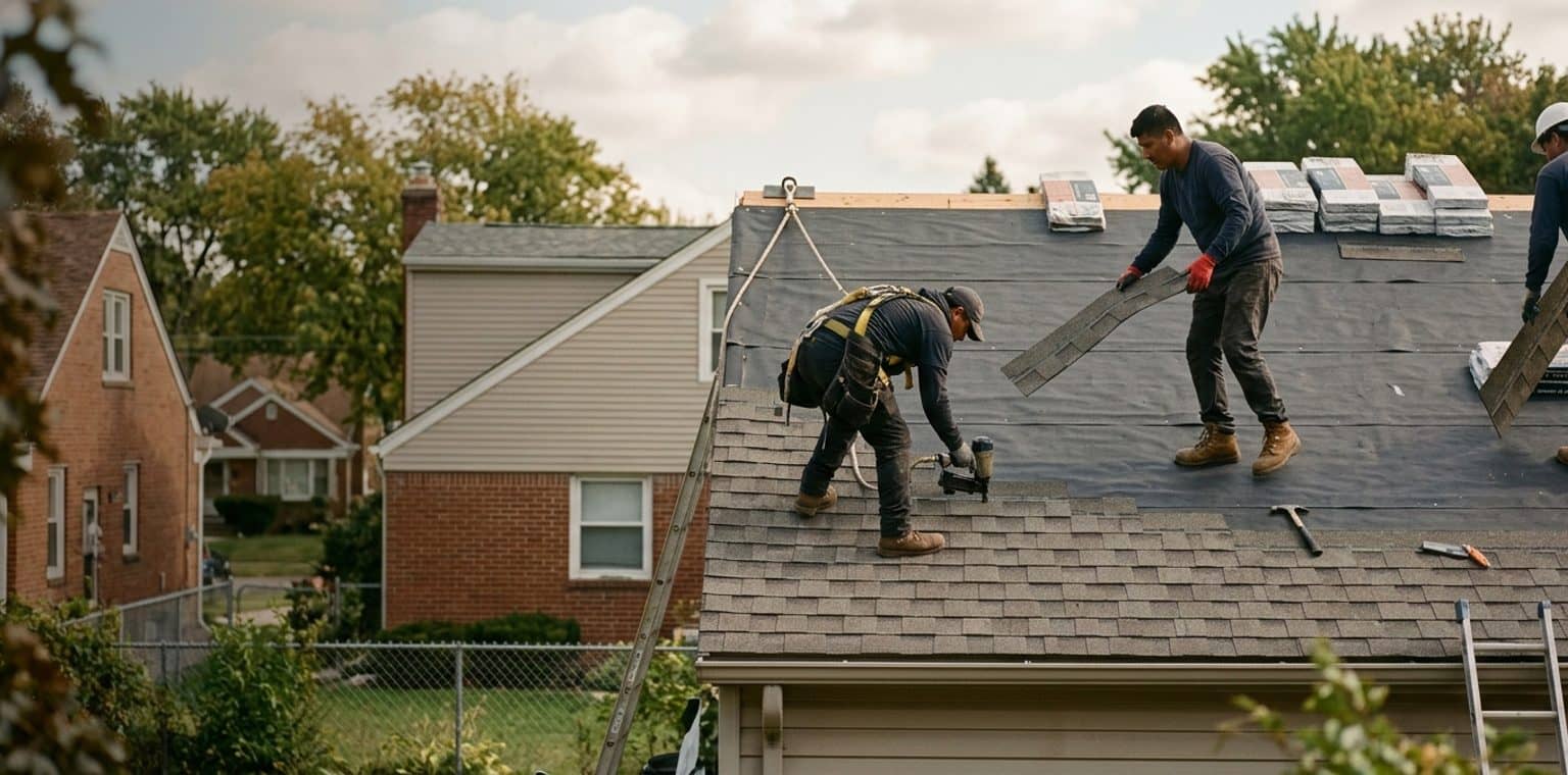 A roofing job in Detroit