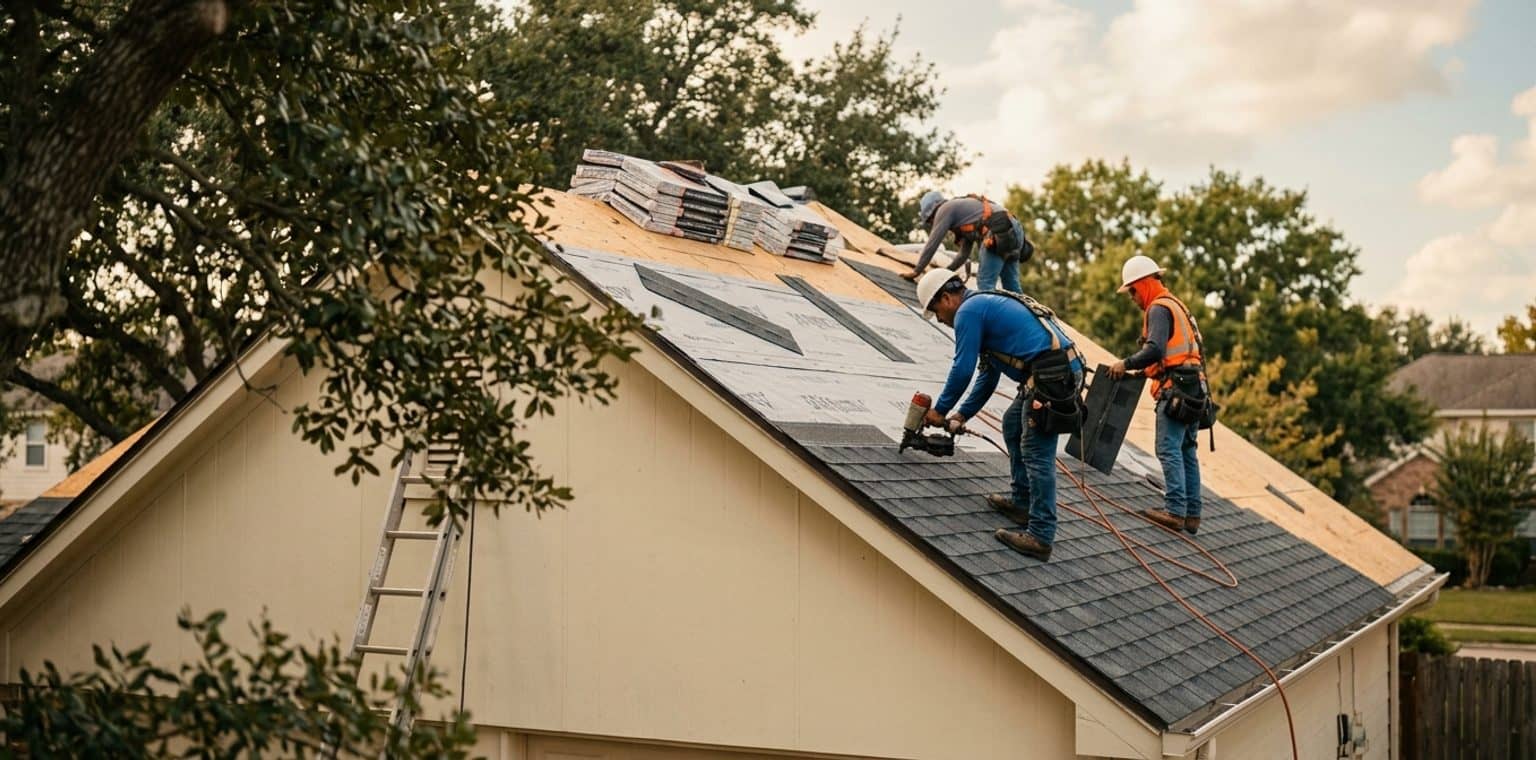 A roofing job in Houston